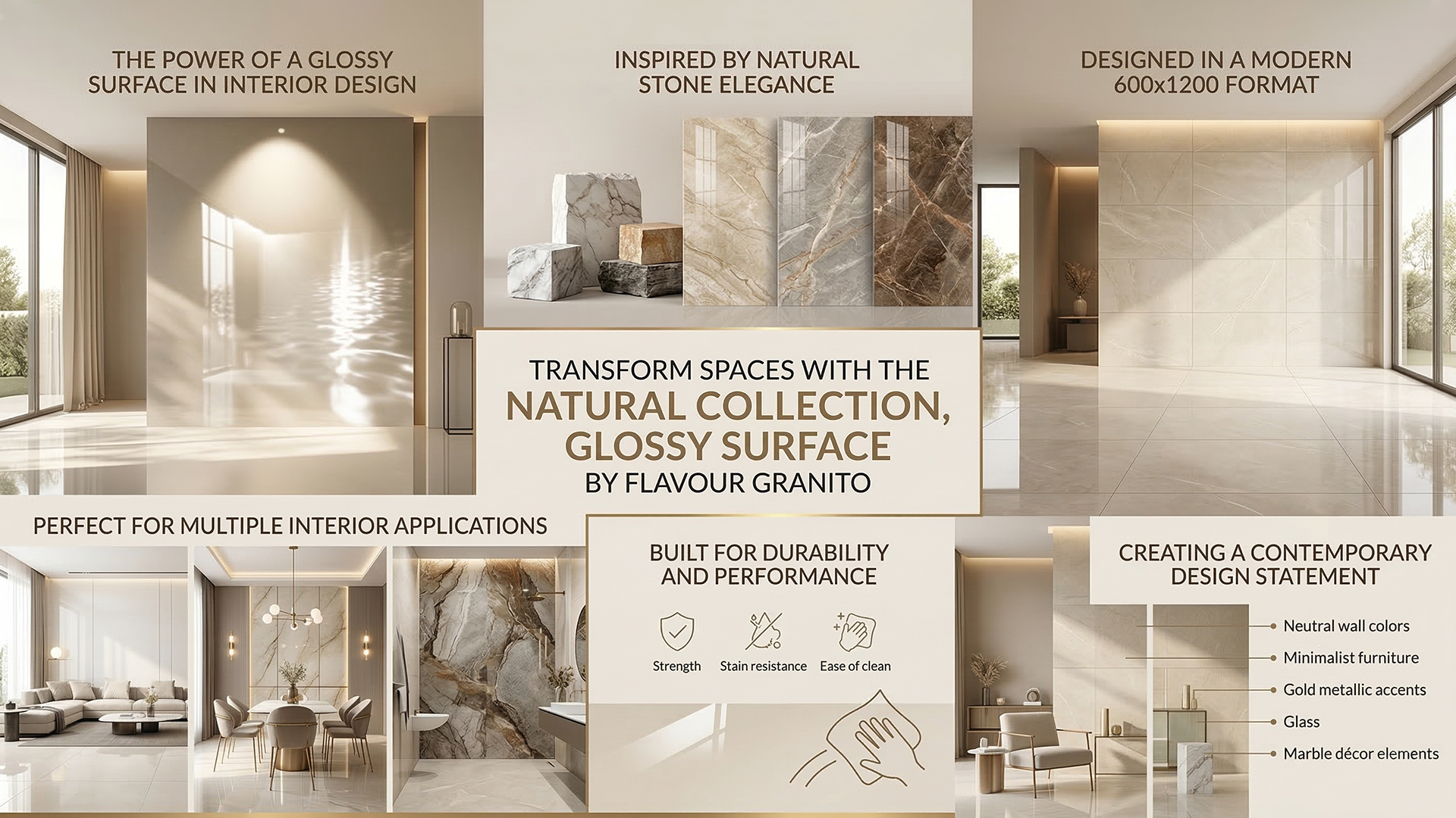 Natural Collection Glossy Tiles – Luxury Stone Look Surfaces