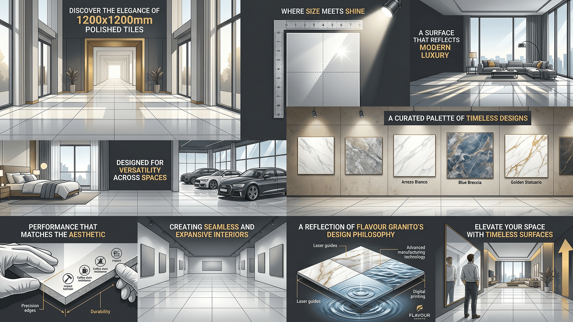 1200x1200mm Polished Tiles – Luxury Large Format Tiles by Flavour Granito